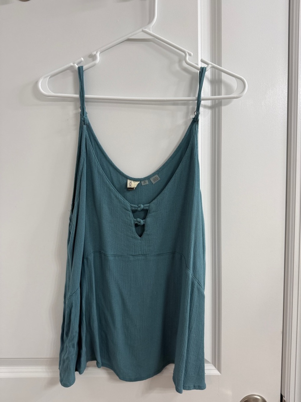 Roxy Teal Spaghetti Strap Camisole with Front Loop Detail